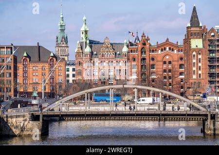 Hafencity, Überseequartier, Speicherstadt, Magdeburger Hafen, Busanbrücke, Deutschland, Hafencity *** Hafencity, Überseequartier, Speicherstadt, Magdeburger Hafen, Busanbrücke, Deutschland, Hafencity Stockfoto