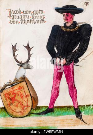 Jakob II. Von Schottland (1430–1460), König von Schotten 1437–1460, Porträtgemälde von Jörg von Ehingen, 1458 Stockfoto