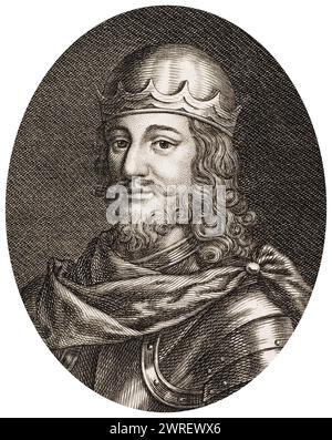 Robert I. von Schottland (1274–1329), bekannt als „Robert the Bruce“, König der Schotten 1306–1329, Porträtstich von Isaac Taylor, vor 1829 Stockfoto