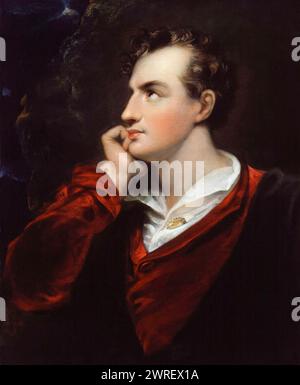 Lord Byron. George Gordon Byron, 6. Baron Byron (1788–1824), englischer romantischer Dichter, Porträtmalerei in Öl auf Leinwand nach Richard Westall, um 1813 Stockfoto