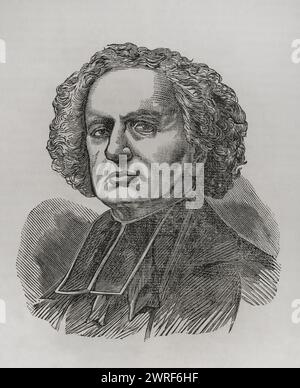 Gaspard Deguerry (1797-1871). Französischer Kirchenpriester der Madeleine, hingerichtet am 24. Mai 1871 in Paris im Gefängnis von La Roquette, während der Ereignisse der Kommune. Hochformat. Gravur. Historia de la Guerra de Francia y Prusia (Geschichte des Krieges zwischen Frankreich und Preußen). Band II Veröffentlicht in Barcelona, 1871. Stockfoto