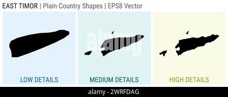 Timor-Leste - einfache Landform. Niedrige, mittlere und hohe Detailkarten von Timor-Leste. EPS8 Vektordarstellung. Stock Vektor