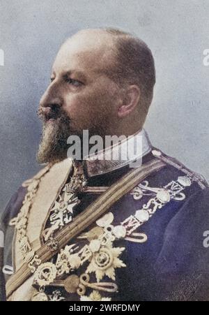 Ferdinand I. Zar von Bulgarien 1861 bis 1948 Prinz Ferdinand Maximilian Karl Leopold Maria von Sachsen-Coburg und Gotha aus dem Buch The Year 1912 Illustrated published London 1913, Historisch, digital restaurierte Reproduktion von einer Vorlage aus dem 19. Jahrhundert, Datum nicht angegeben, Stockfoto