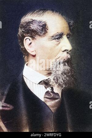 Charles John Huffam Dickens 1812 bis 1870 englischer Romancier aus dem Buch das Jahr 1912 illustriert veröffentlicht London 1913 / Charles John Huffam Dickens 1812 bis 1870 englischer Schriftsteller aus dem Buch The Year 1912 Illustrated published London 1913, Historisch, digital restaurierte Reproduktion von einer Vorlage aus dem 19. Jahrhundert, Datum nicht angegeben, Stockfoto