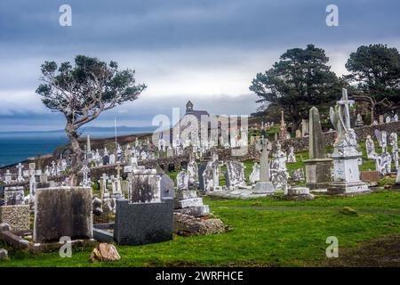 St. Tudnos Friedhof auf dem Großen Orme, Llandudno. Stockfoto