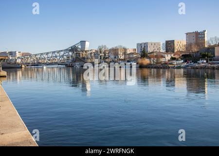 Pont Maréchal Foch, Zugbrücke, Sète, Hérault Sète, Hérault, Frankreich Stockfoto