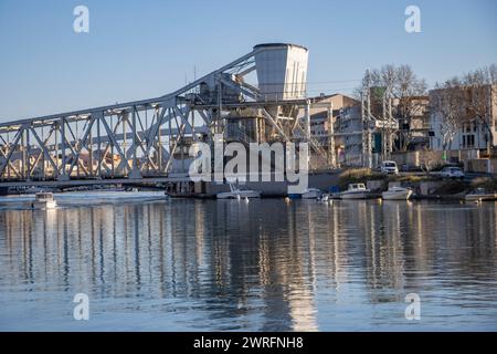 Pont Maréchal Foch, Zugbrücke, Sète, Hérault Sète, Hérault, Frankreich Stockfoto