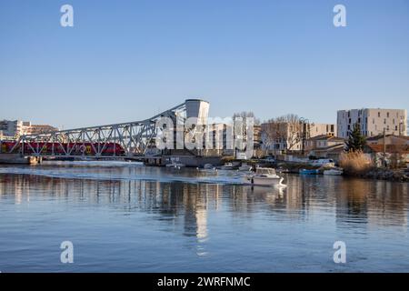 Pont Maréchal Foch, Zugbrücke, Sète, Hérault Sète, Hérault, Frankreich Stockfoto