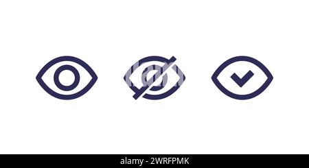 Sichtbare und ausgeblendete Symbole mit einem Auge Stock Vektor