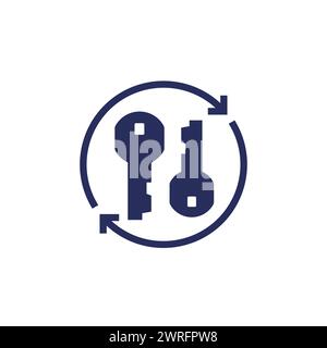 Symbol „Schlüssel ändern“ auf weiß Stock Vektor