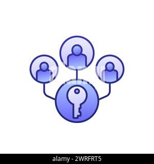 Symbol für kollektives Eigentum mit Personen und einem Schlüssel Stock Vektor