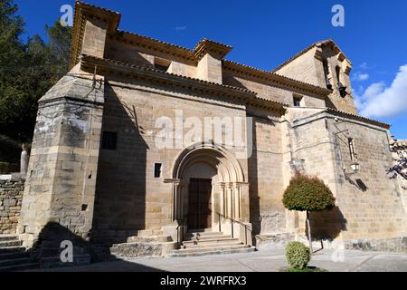 Eslava oder Eslaba, Pfarrkirche. Region Sanguesa, Comunidad Foral de Navarra, Spanien. Stockfoto