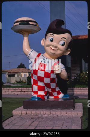 Bob's Big Boy Restaurant Statue Schild, La Cienega Boulevard. Burger-Gelenk. Vintage Americana Fotografie. Sehenswürdigkeiten Am Straßenrand. Los Angeles, Kalifornien. USA 1980er Jahre Stockfoto