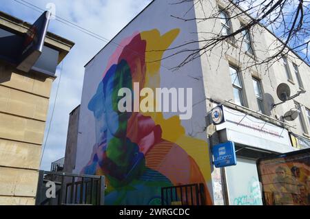 Kunstgemälde von Achs on Building in Bedminster, Bristol, England, Großbritannien. Februar 2024 Stockfoto