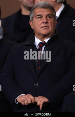 Barcelona, Spanien. März 2024. Joan Laporta vor dem Spiel der UEFA Champions League bei Estadi Olimpic Lluis Companys, Barcelona. Der Bildnachweis sollte lauten: Jonathan Moscrop/Sportimage Credit: Sportimage Ltd/Alamy Live News Stockfoto