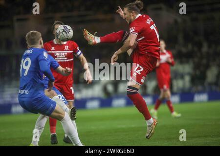 Birmingham, Großbritannien. März 2024. St Andrew's Stadium St Andrew's Stadium Middlesbrough Verteidiger Luke Ayling (12) während des EFL Sky Bet Championship Matches zwischen Birmingham City und Middlesbrough im St Andrew's Stadium, Birmingham, England am 12. März 2024. (Andy Shaw/SPP) (Andy Shaw/SPP) Credit: SPP Sport Press Photo. /Alamy Live News Stockfoto