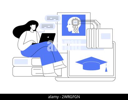 KI-gestützte Mitarbeiterschulung abstrakte Konzeptvektorillustration. Stock Vektor