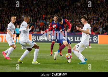 Barcellona, Neapel, SPANIEN. März 2024. Robert Lewandowski aus Barcellona im Einsatz während des Achtelfinale der UEFA Champions League FC Barcellona - SSC Napoli im Estadio Olimpic Lluis Companys in Barcelona am 12. März 2023 (Foto: © Ciro de Luca/ZUMA Press Wire) NUR ZUR REDAKTIONELLEN VERWENDUNG! Nicht für kommerzielle ZWECKE! Stockfoto