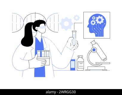 KI-gestützte medizinische Forschung abstrakte Konzeptvektorillustration. Stock Vektor