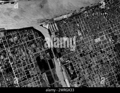 Aus der Vogelperspektive von New Orleans, Louisiana, April 1943, markiert als geheim in der oberen rechten Ecke Stockfoto