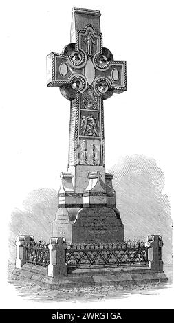 Memorial Cross of the 8th (King's) Regiment, on the Grand Parade, Portsmouth, 1864. „Das von Herrn Leifchild entworfene und gebaute Kreuz soll an die Verdienste und den Tod der 243 Offiziere, Unteroffiziere und Privatsoldaten erinnern, die das Regiment bei diesen beschwerlichen und ruhmreichen Operationen verloren hat...[d. h. die Siege von Ramilies, Oudenard und Malplaquet; die Erleichterung von Lucknow; die Abwehr des Angriffs auf Agra; die Niederlage des Gwalior-Kontingents bei Cawnpore; die Aktion der Kalee Nuddee; die Eroberung Delhis und die Besetzung Futtehghur]. Die Welle und Stockfoto