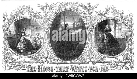 Das Heim, das auf mich wartet, 1864. Noten: Words by Mary Sidwell, Musik komponiert von M. W. Balfe. "Ich fühle unser freudiges Treffen nahe, meine Mutter bittet mich zu kommen, eine glückliche Woche des ganzen Jahres, ich lebe bei ihr zu Hause. Ich lasse die Kinder hier zum Spielen, sie werden wild laufen; doch ihr Lehrer muss weg, selbst, um ein Kind zu sein. Ich diene ihr mit denen, die nicht wie meine sind; und wenn die Lektionen am Vorabend zu Ende sind, sitze ich und denke allein nach. Ich sitze und denke allein...ich sitze und denke allein...denn manche, die ich liebe, sind weit weg, und manche von der Erde sind beschleunigt; und an einem traurigen und heiligen Tag, Wir Stockfoto