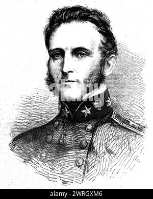 Generalmajor Stonewall Jackson, von der Konföderierten Armee, 1862. Ein Porträt des berühmten Konföderierten Generals Thomas Jefferson Jackson, besser bekannt als "Stonewall" Jackson. Er gewann dieses Cognomen bei Bull Run, indem er Beauregard versprach, dass seine Brigade wie eine Steinmauer vor dem Feind stehen sollte, und nun, das Versprechen wurde eingehalten... Er machte 1846 seinen Abschluss in West Point und begleitete Magruders Batterie im folgenden Jahr nach Mexiko. Bei Contreras und Churubusco zeichnete er sich auf dem Feld so stark aus, dass er zum Hauptmann für Galanterie ernannt wurde. In Chapultepec Stockfoto