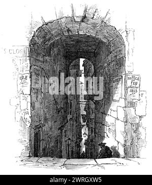 Edinburgh: Advocates' Close, 1864. Von jeder Seite der [hohen] Straße zweigen dunkle und enge Schlösser oder gewundene Schlösser ab. Seltsam und seltsam sehen sie aus, und passen dazu, die Szenen von tausend geheimnisvollen Traditionen und romantischen Geschichten gewesen zu sein. Ein Blick nach unten in einem der düsteren Schlösser... und ein Blick auf die Elend, Elend und Laster, die dort lauern, reicht aus, um einen mit etwas weniger Romantik der Mrs. Radcliffe-Schule zufrieden zu stellen und mit einem angemessenen Maß an allgemeingültigem Komfort und Sicherheit.“ Aus Illustrated London News, 1864. Stockfoto