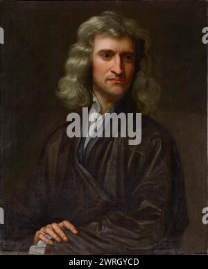 Porträt von Sir Isaac Newton (1642–1727), Mitte des 18. Jahrhunderts. Gefunden in der Sammlung der Accademia Tadini, Lovere. Stockfoto