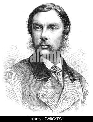 Die Mover und Seconders der Anschriften in beiden Kammern des Parlaments: Lord Richard Grosvenor, 1864. Kupferstich aus einer Fotografie von John und Charles Watkins. "Liberale in der Politik zu sein, und da er sich bekennt, ein Anhänger der Regierung von Lord Palmerston zu sein, wurde er [der rechte Hr. Richard de Aquila Grosvenor, mit freundlicher Genehmigung von Lord Richard Grosvenor] nach dem Tod von Mr. Mostyn im Mai 1861 als Kandidat für die Vertretung der Grafschaft Flint ausgewählt. und während seiner Kampagne erhielt er die persönliche Unterstützung von Mr. Gladstone, der durch Heirat mit diesem Teil von Wales verbunden ist. Seine Aufnahmen Stockfoto