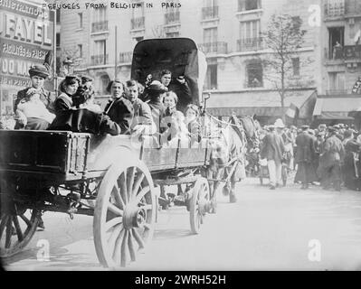 Flüchtlinge aus Belgien in Paris, 1914, 1914. Belgische Flüchtlinge während des Ersten Weltkriegs in Paris. Stockfoto