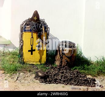 Ehrwürdige Irinarkhs Mütze, Wimperntusche und Fesseln, Borisoglebsk, 1911. Stockfoto
