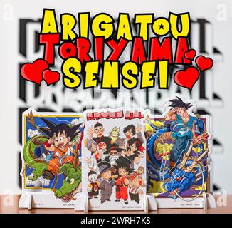 japan, tokio - 8. märz 2024: Danksagung anlässlich des Todes des weltberühmten Mangaka Akira Toriyama, Autorin der Manga, Anime und Vide Stockfoto