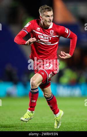 Marcus Forss von Middlesbrough während des Sky Bet Championship Matches Birmingham City gegen Middlesbrough in St Andrews, Birmingham, Großbritannien, 12. März 2024 (Foto: Gareth Evans/News Images) Stockfoto