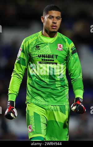 Seny Dieng von Middlesbrough während des Sky Bet Championship Matches Birmingham City gegen Middlesbrough in St Andrews, Birmingham, Großbritannien, 12. März 2024 (Foto: Gareth Evans/News Images) Stockfoto