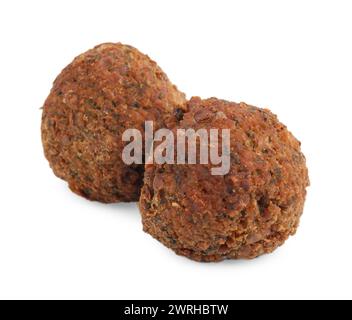 Zwei köstliche Falafelkugeln isoliert auf weiß Stockfoto