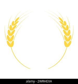 Goldenes Weizenohren-Emblem auf weißem Hintergrund. EPS 10. Stock Vektor