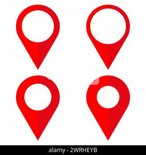 Satz roter Kartenzeiger-Symbole. Vektorabbildung. EPS 10. Stock Vektor