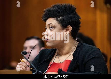 Washington, Usa. März 2024. Shalanda Young, Direktorin, Office of Management and Budget (OMB), sprach bei einer Anhörung des Haushaltsausschusses des Senats im US-Kapitol. Quelle: SOPA Images Limited/Alamy Live News Stockfoto