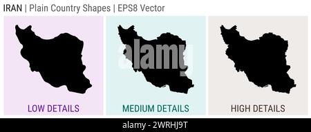Iran - einfache Landform. Niedrige, mittlere und hohe Detailkarten des Iran. EPS8 Vektordarstellung. Stock Vektor