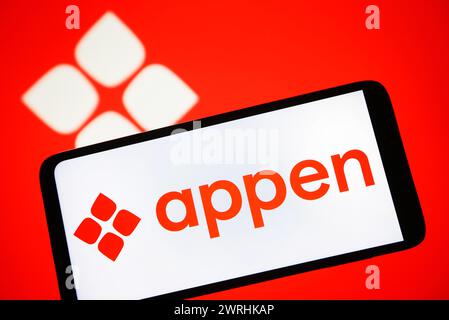 Kiew, Ukraine. März 2024. In dieser Abbildung ist das Appen Limited Logo auf einem Smartphone-Bildschirm zu sehen. (Foto von Pavlo Gonchar/SOPA Images/SIPA USA) *** ausschließlich für redaktionelle Nachrichten *** Credit: SIPA USA/Alamy Live News Stockfoto