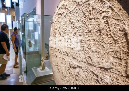 Merida Mexico, Zona Industrial, Calle 60, Mayan World Museum of Merida Gran Museo del Mundo Maya, Inneneinrichtung, Chichen Itza Klassik, Kalk aus Stein Stockfoto