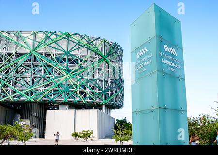 Merida Mexico,Zona Industrial,Calle 60,Mayan World Museum of Merida Gran Museo del Mundo Maya,Außenfassade,Gebäude Vordereingang,Schilder Info Stockfoto