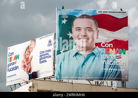 Merida Mexico, Centro Calle 56, Mercado San Benito, Mercado Municipal de Artesanias, Mercado Lucas de Galvez, Plakatschilder, politische Werbeaktion Stockfoto