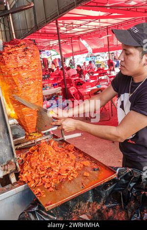 Merida Mexico, Centro Calle 56, Mercado San Benito, Mercado Municipal de Artesanias, Mercado Lucas de Galvez, Taco al Pastor Schweinefleisch, vertikale Rotisserie Spucke Stockfoto