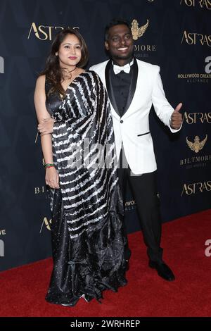 LOS ANGELES - 6. JAN: Atlee, Ehefrau bei den 7. Astra Film Awards im Biltmore Hotel am 6. Januar 2024 in Los Angeles, CA Stockfoto