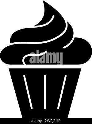 Flaches Symbol eines Cupcake als Café- oder Restaurantsymbol Stock Vektor