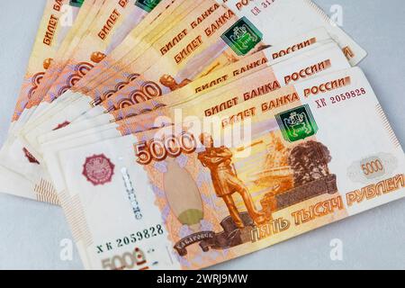 Fünftausendste Banknoten. Russische Rubel. Stockfoto