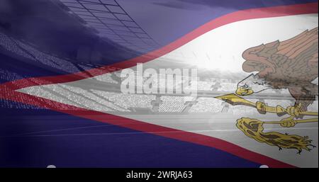Bild der Flagge von samoa über dem Sportstadion Stockfoto
