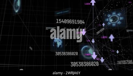 Bild der Datenverarbeitung über Bereiche und Pfeile Stockfoto